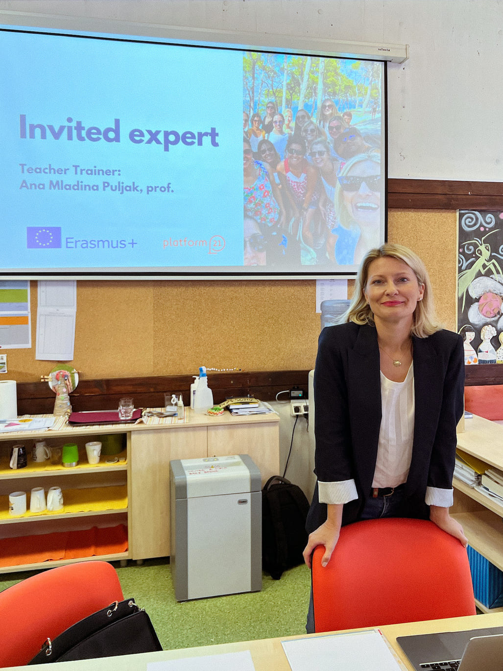 Teacher trainer Ana Mladina Puljak, an Erasmus+ invited expert during her training in Slovenian school in Jesenice