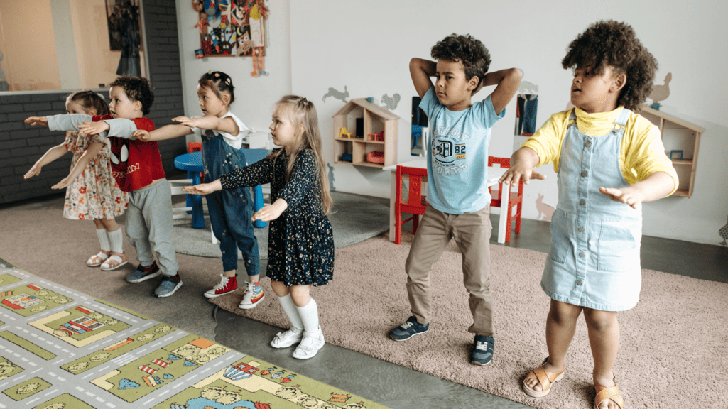 Kids playing in classroom