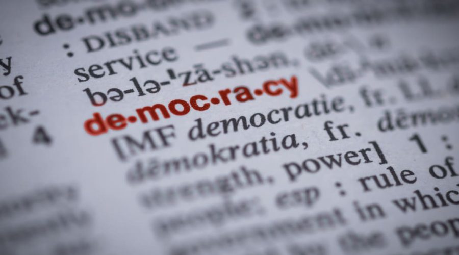Word democracy in a dictionary, representing european values and teaching about citizenship at platform21 teacher training centre